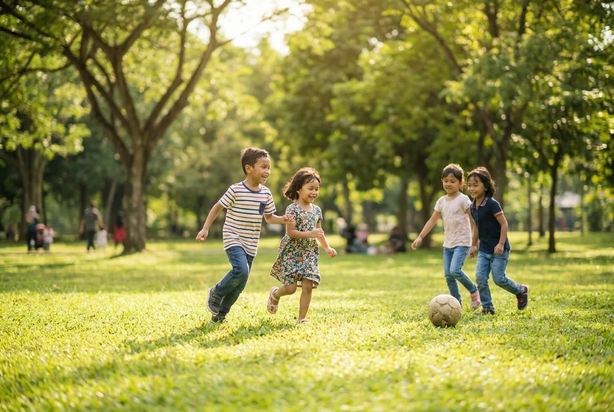 Children playing outdoors in daylight